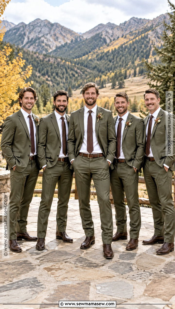 Olive Western Groomsmen Suits With Brown Boots - 15 fall western groomsmen attire ideas