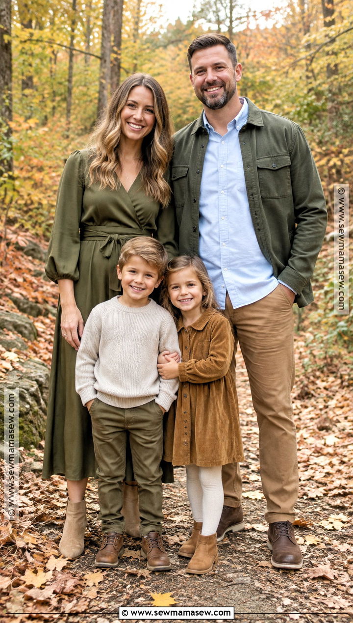 Olive and Camel Fall Family Photo Outfit - 15 fall family of 4 pictures outfits