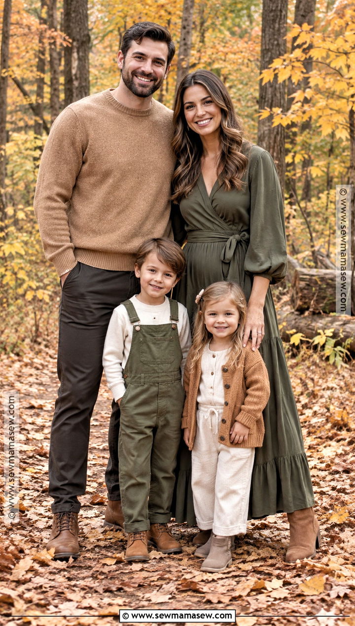 Olive and Camel Family Photo Outfits - 15 fall photoshoot outfits family of 4