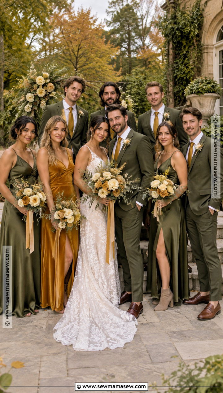 Olive and Mustard Bridal Party Attire - 15 Fall Bridal Party Attire Color Schemes Ideas