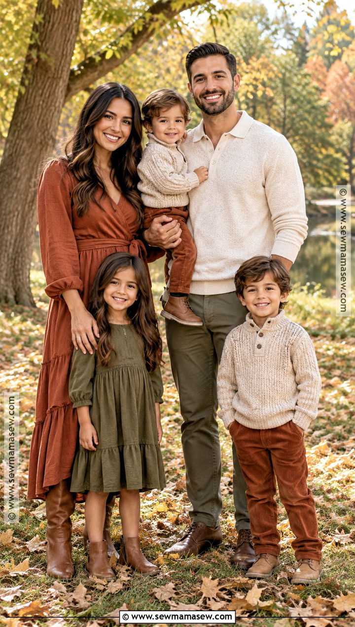Olive and Rust Fall Family Picture Outfits - 15 fall theme family picture outfits