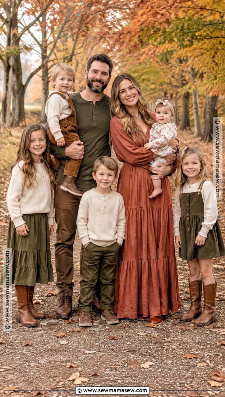 Olive and Rust Large Family Fall Picture Outfits - 15 large family picture outfits for fall