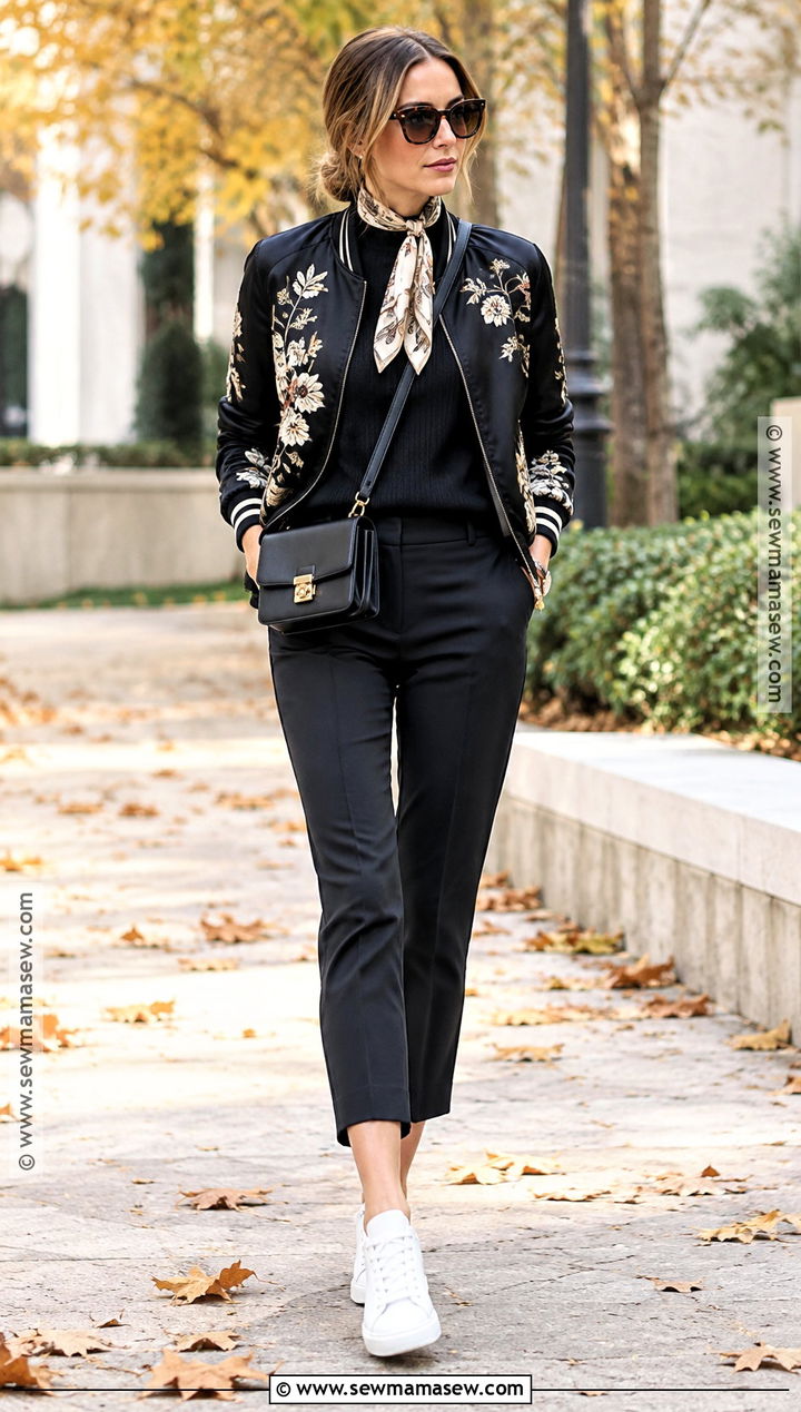 Olivia Palermo Bomber Jacket And Cropped Pants Outfit - 20 olivia palermo fall style ideas