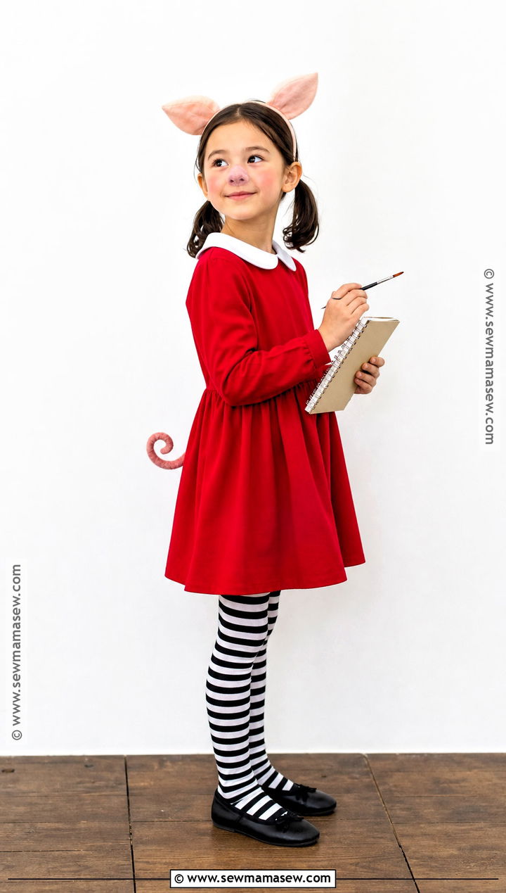 Olivia Pig Costume With Red Dress - 30 story book costumes