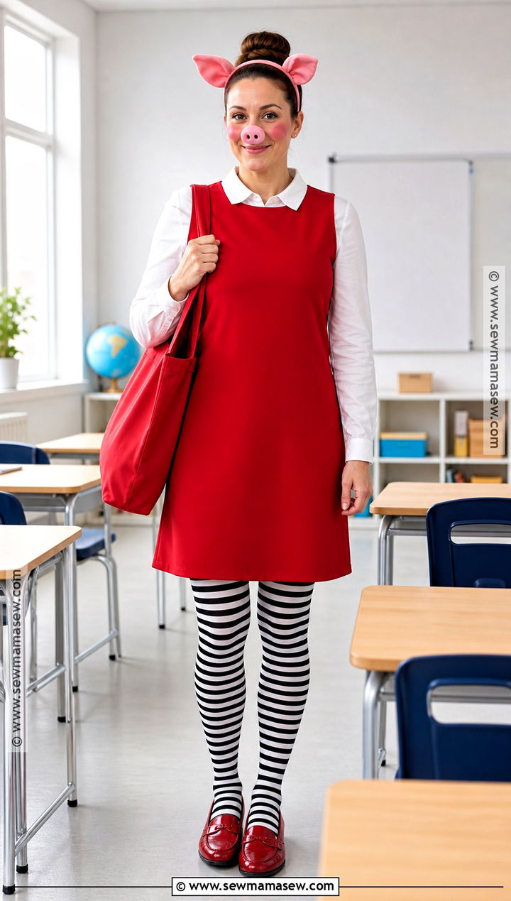 Olivia The Pig Costume With Red Dress - 35 book week costumes for teachers
