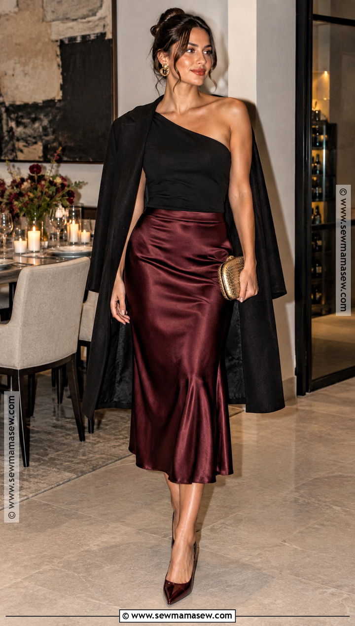 One Shoulder Top And Midi Skirt Birthday Outfit - 25 birthday outfit autumn ideas