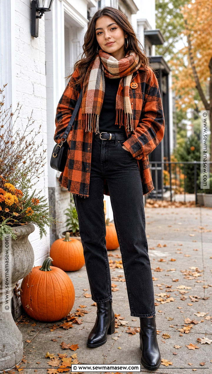 Orange And Black Layered Halloween Outfit - 30 Halloween Themed Outfits
