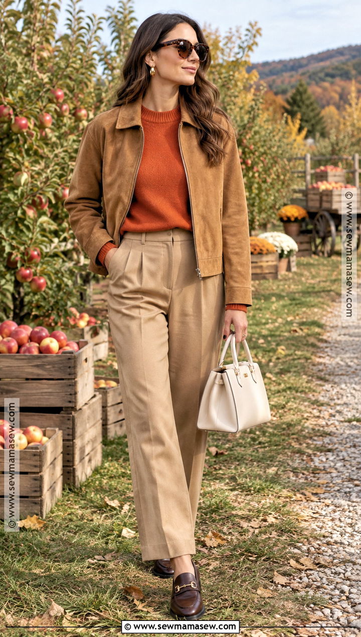Orange And Camel Autumn Suede Outfit - 20 autumn outfits color palettes