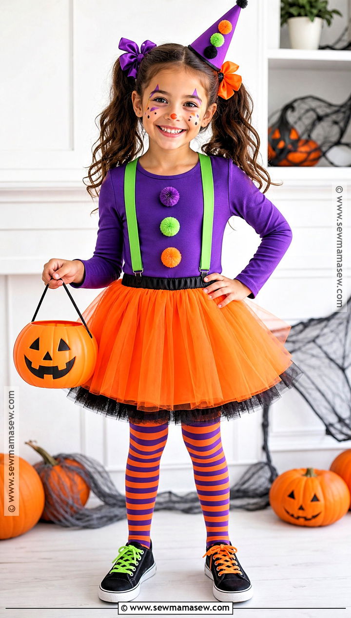 Orange And Purple Halloween Girl Clown Costume - 30 girl clown costume ideas