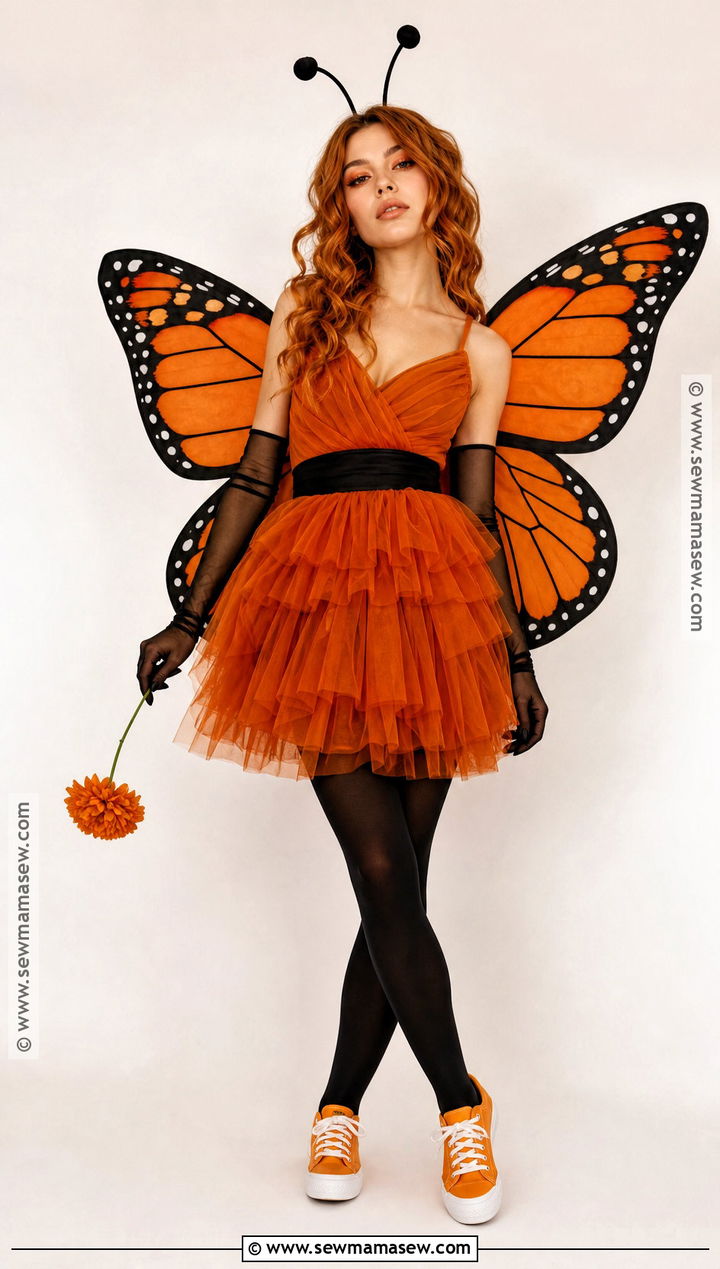 Orange Butterfly Costume With Layered Tulle Dress - 30 Butterfly Costume Women's Ideas