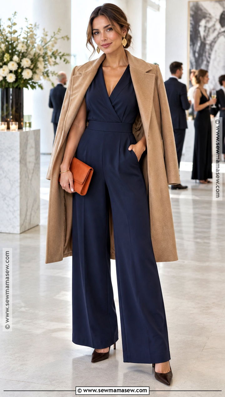 Orange Clutch With Navy Jumpsuit Outfit - 15 Autumn Orange Fashion Accessories