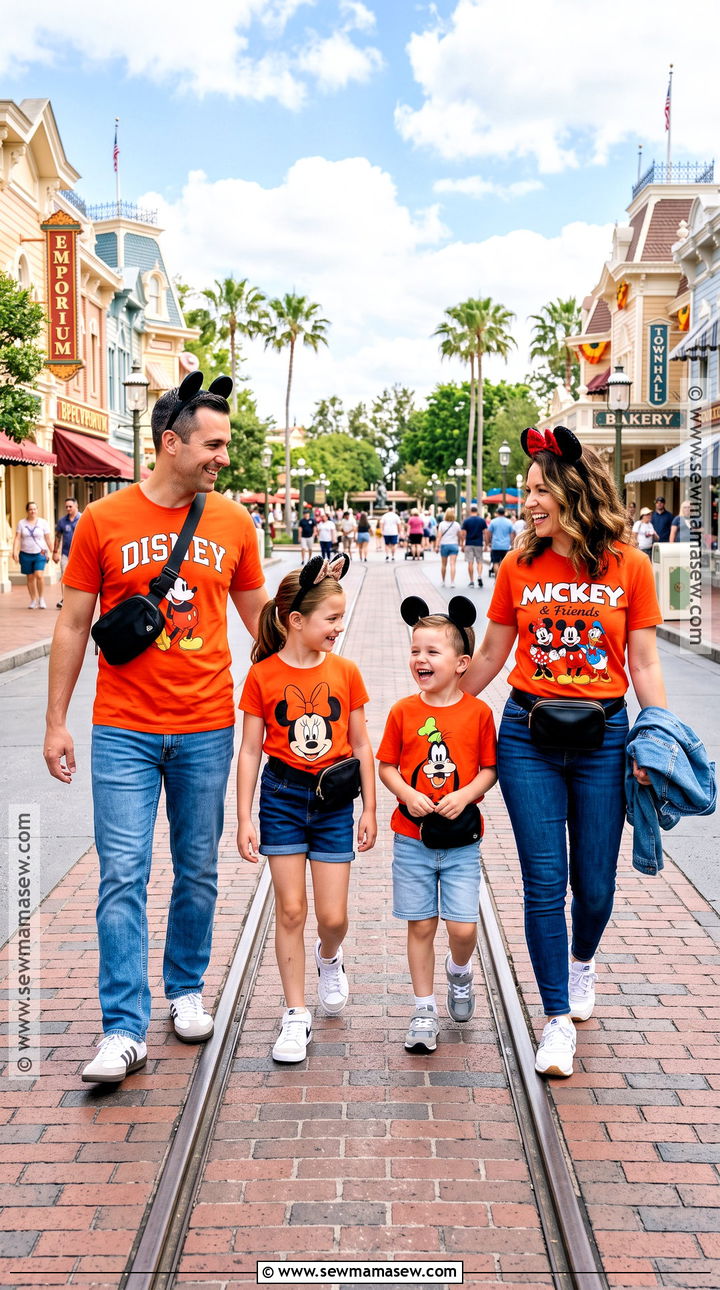 Orange Disney Family Shirt And Blue Jeans Outfit - 15 disney october family shirts