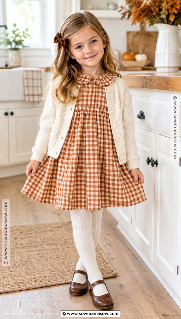 Orange Gingham Girls Thanksgiving Dress - 15 Girls Thanksgiving Dress Ideas