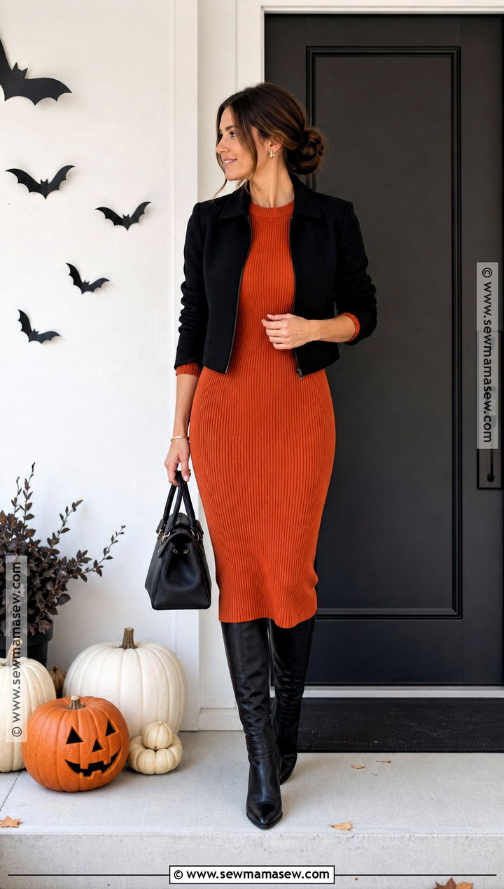 Orange Knit Dress Halloween Outfit - 40 halloween fits
