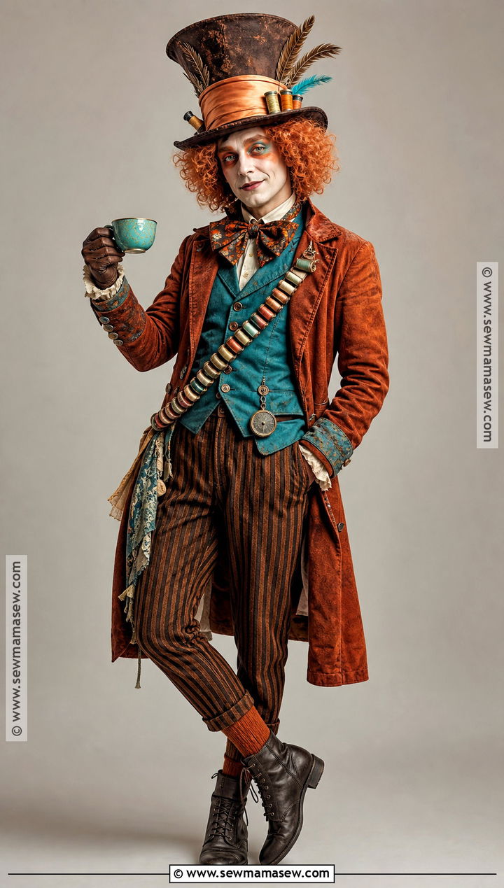 Orange Mad Hatter Costume With Striped Trousers - 50 mad hatter costume ideas