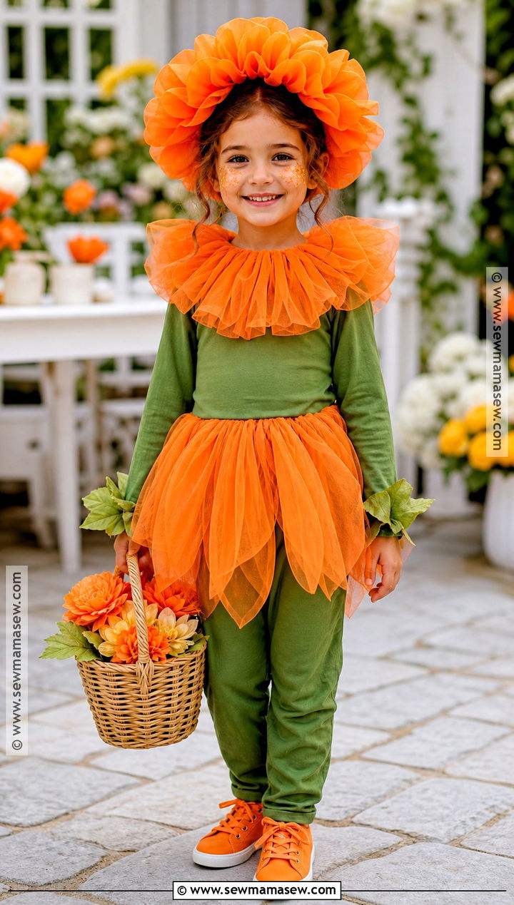 Orange Marigold Flower Costume For Kids - 30 flower costume ideas for kids