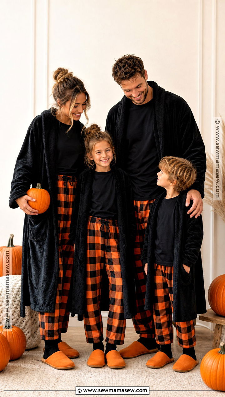 Orange Plaid Matching Halloween Pajamas - 30 matching halloween pajamas
