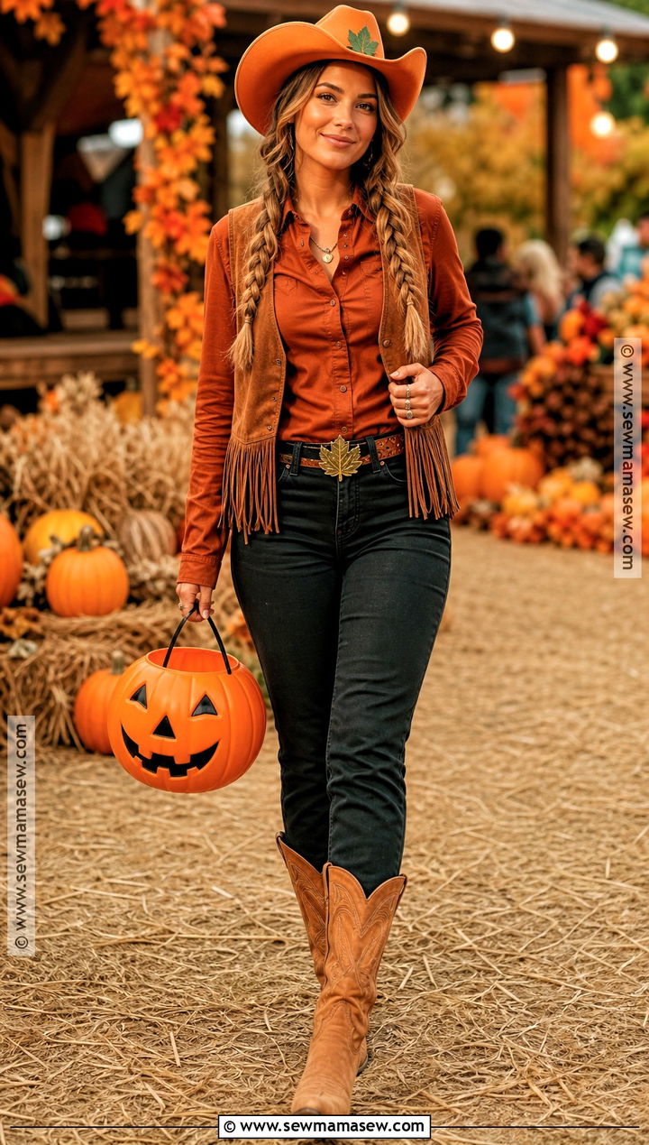 Orange Pumpkin Cowgirl Halloween Outfit - 40 cowgirl outfits halloween