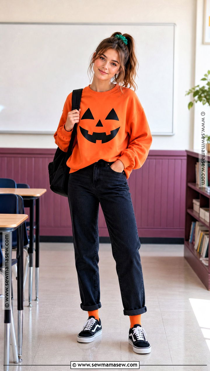 Orange Pumpkin Halloween School Outfit - 30 halloween school outfit ideas
