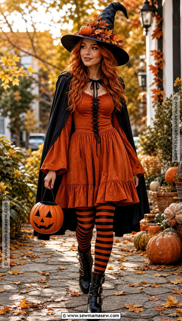 Orange Pumpkin Witch Costume - 40 witch costumes for women