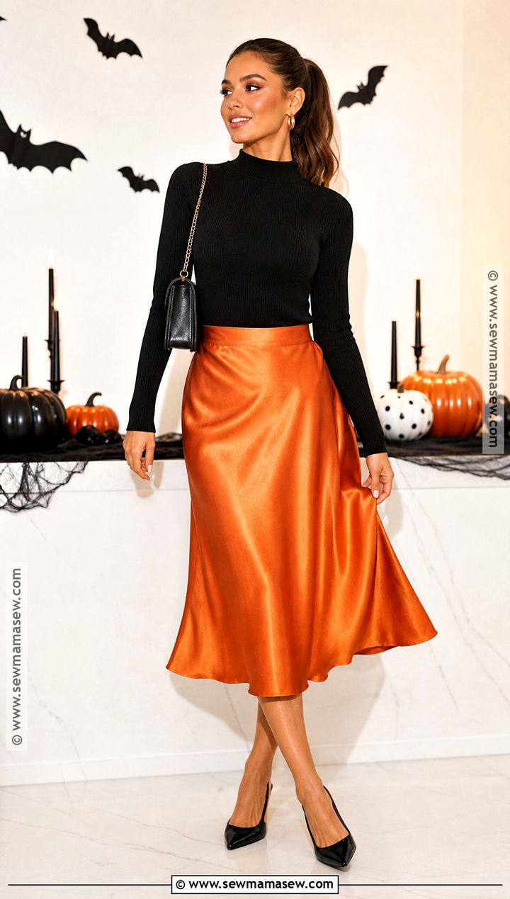 Orange Satin Skirt Halloween Party Outfit - 40 halloween party outfits