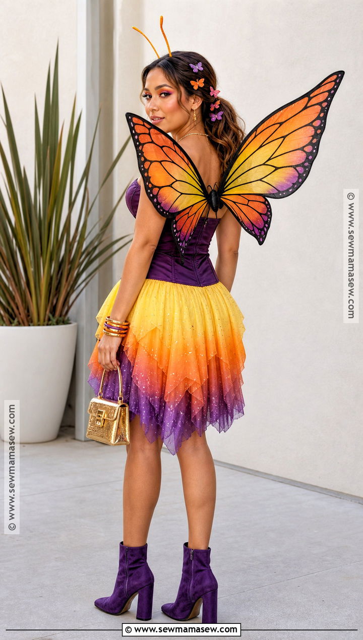Orange Sunset Butterfly Costume With Ombre Skirt - 30 Butterfly Halloween Costume Ideas for Women