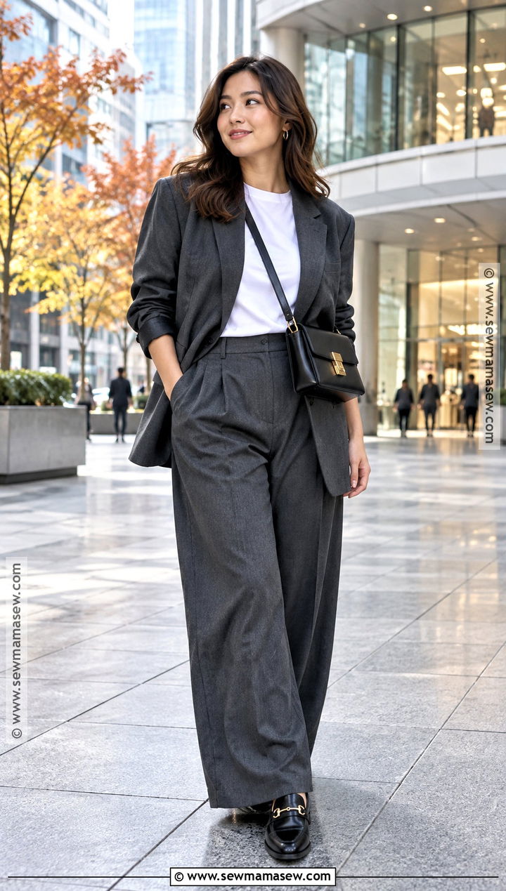 Osaka Autumn Blazer And Relaxed Trousers Outfit - 20 osaka outfit autumn ideas