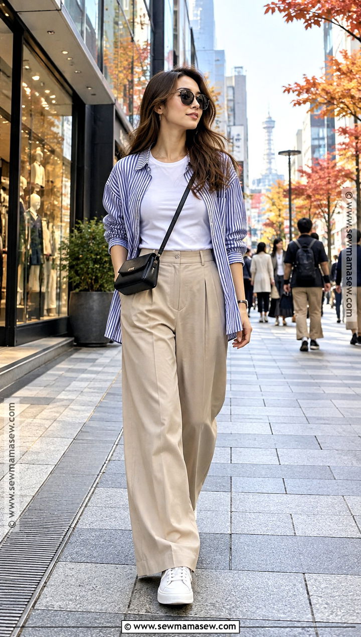 Osaka Autumn T Shirt And Wide Leg Pants Outfit - 20 osaka outfit autumn ideas
