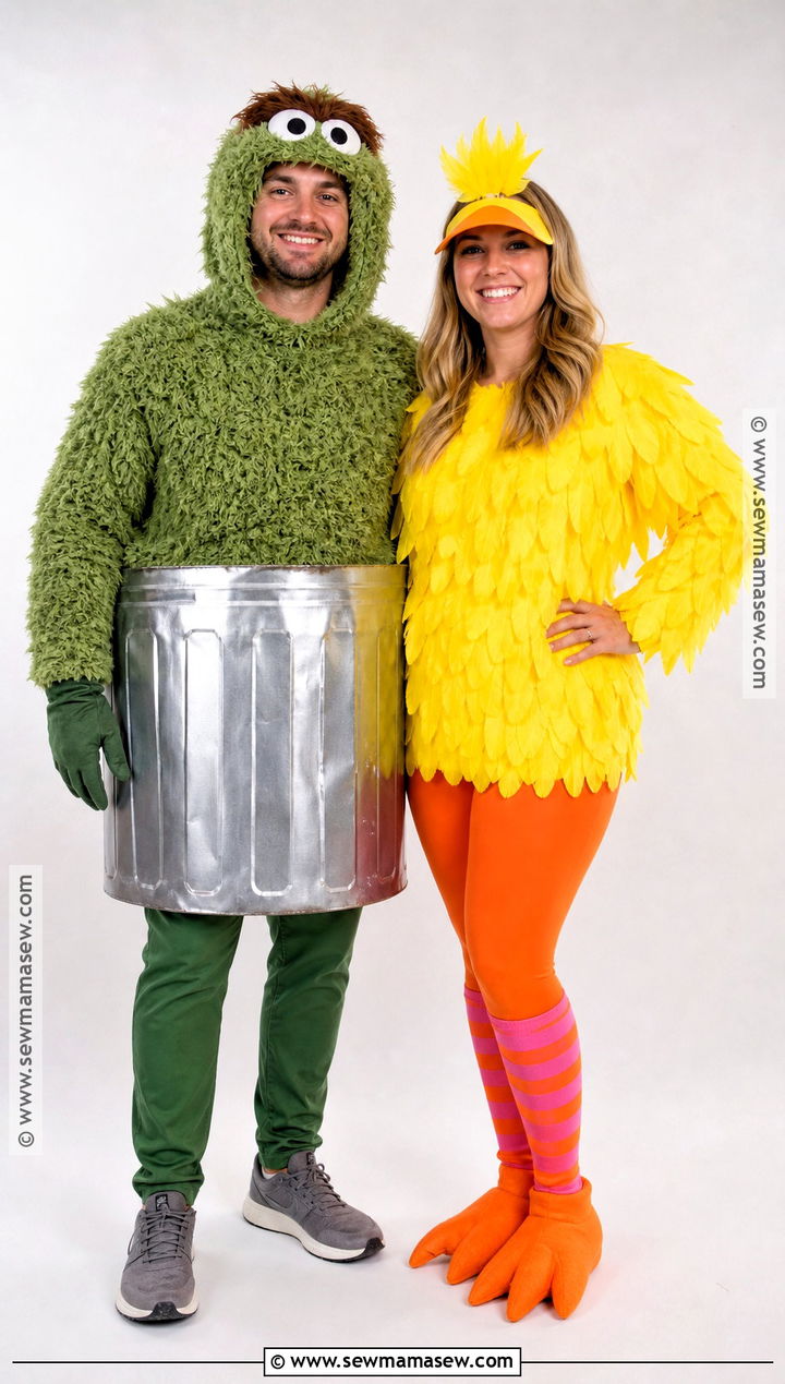 Oscar The Grouch And Big Bird Couple Costume - 30 Oscar The Grouch Costume Ideas