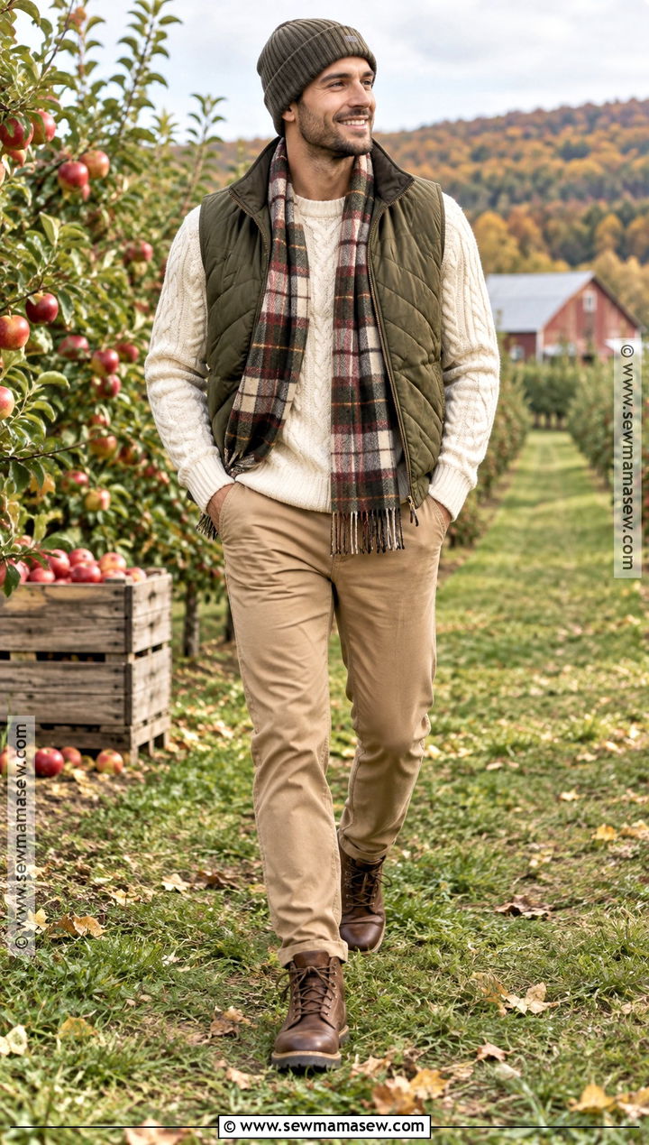 Outdoor Autumn Outfit With Quilted Vest - 20 autumn outfits aesthetic for men