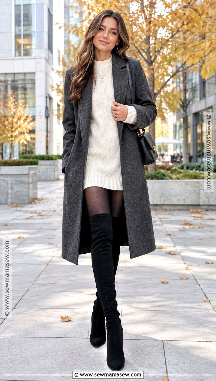Over The Knee Boots With A Sweater Dress - 15 2026 Fall Shoes Trends for Women