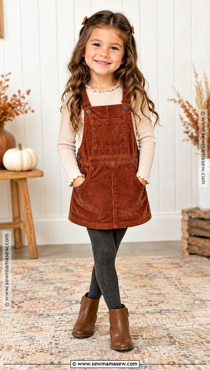 Overall Dress And Ribbed Top Fall Picture Day Outfit - 25 fall picture day outfits for kids
