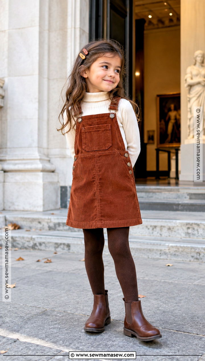 Overall Dress With Turtleneck And Boots - 20 fall kids outfits