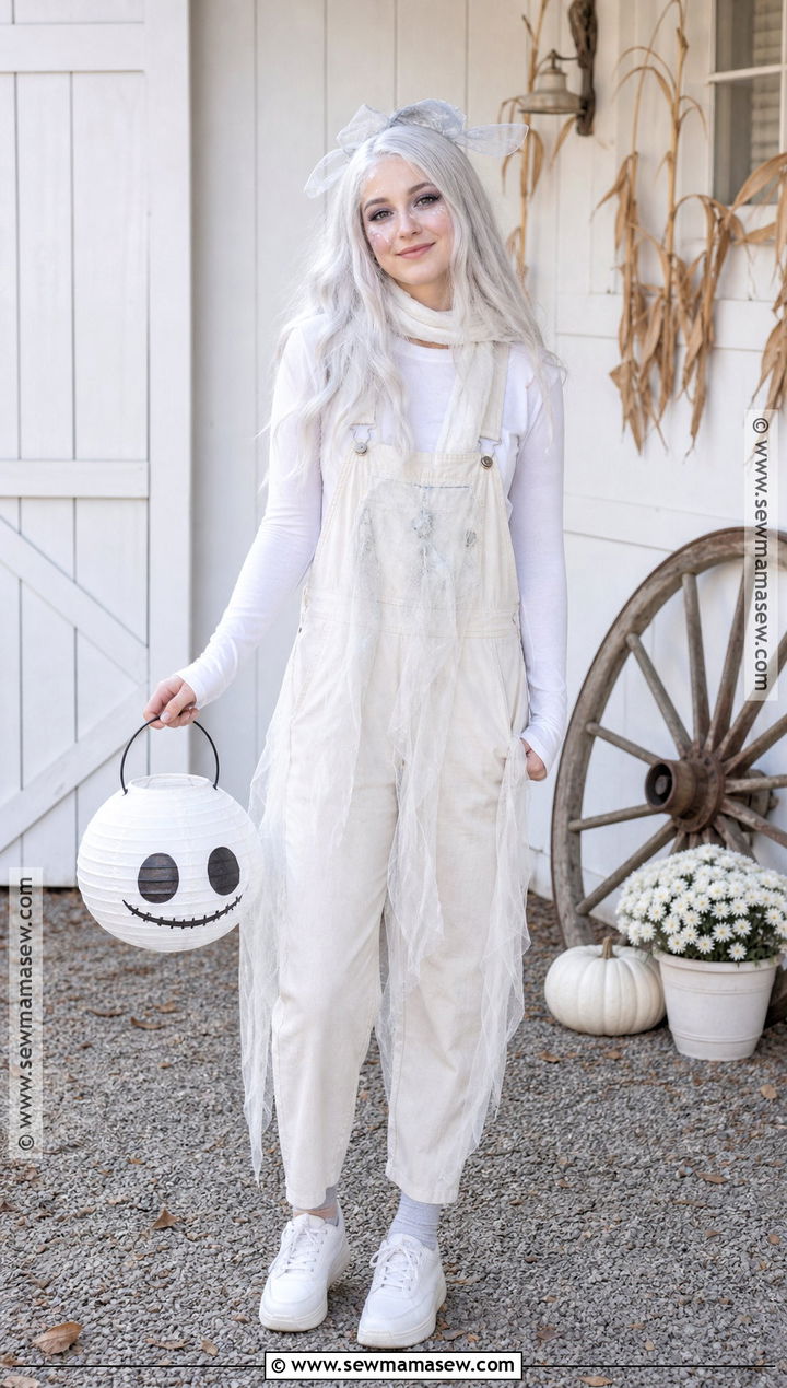 Overall Wearing Ghost Costume - 30 halloween costumes with overalls