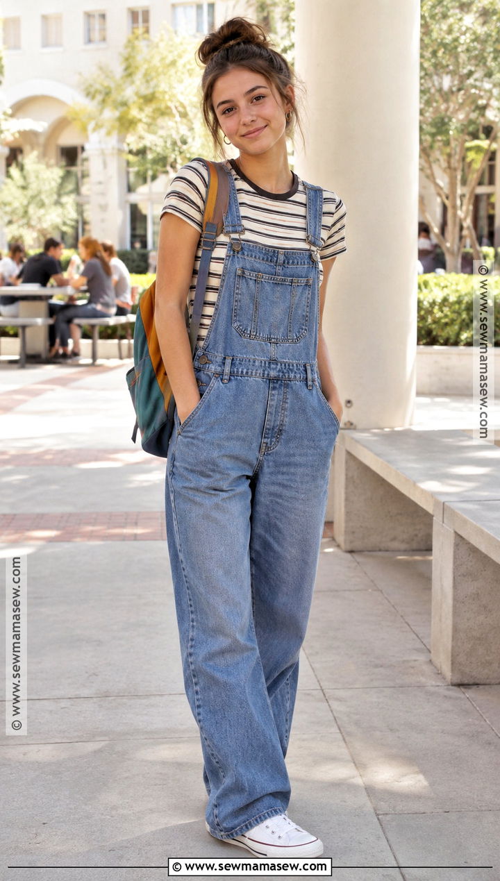 Overalls And Fitted T Shirt Back to School Outfit - 15 back-to-school outfit ideas