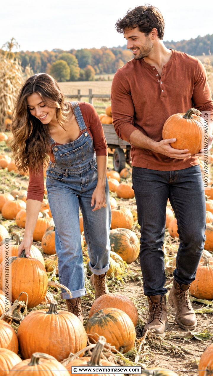 Overalls And Henley Couple Outfit - 25 pumpkin patch outfit ideas for couples