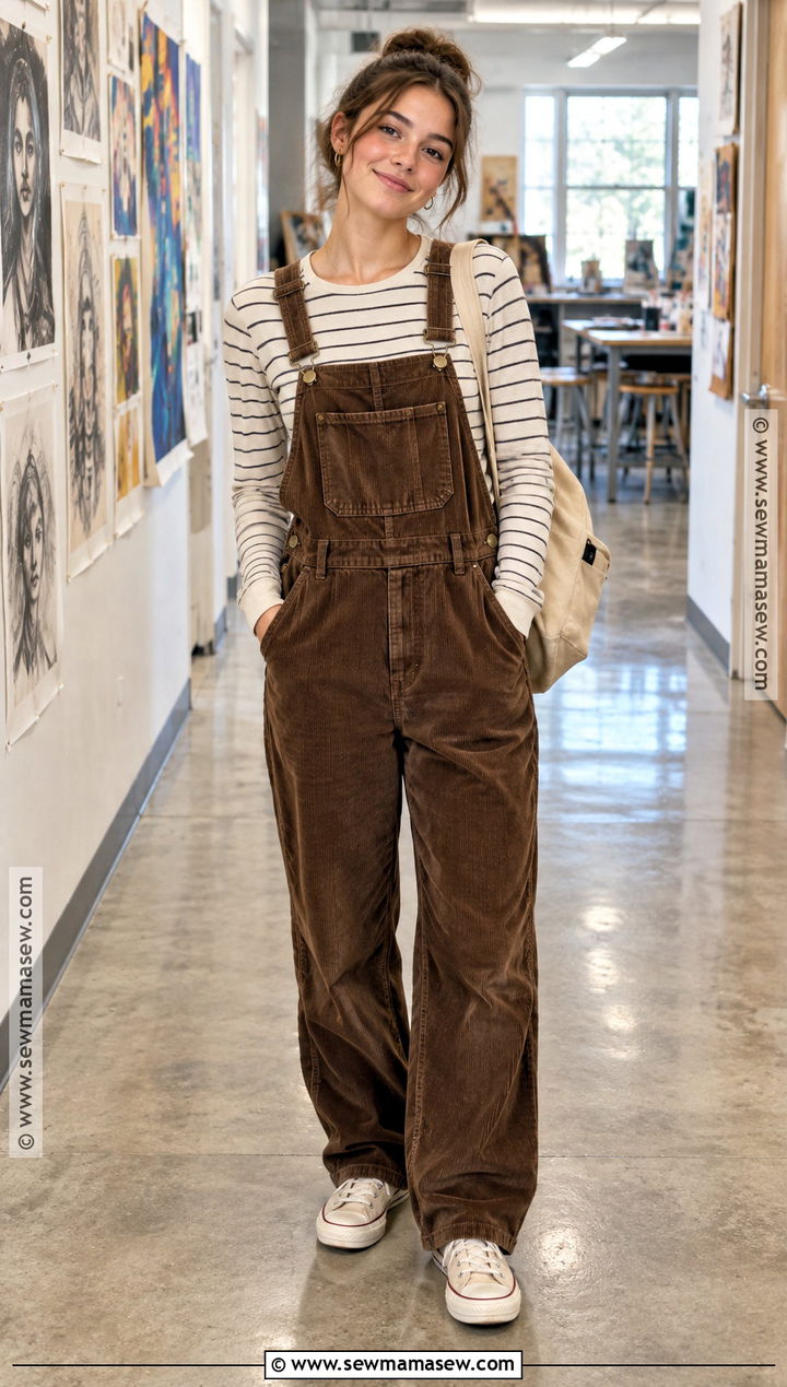 Overalls And Long Sleeve Shirt Fall School Outfit - 30 fall outfits for school