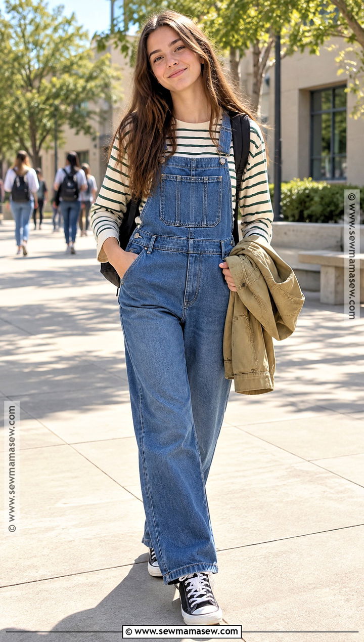 Overalls And Long Sleeve T Shirt Back To School Outfit - 15 Back To School Outfits And Where From