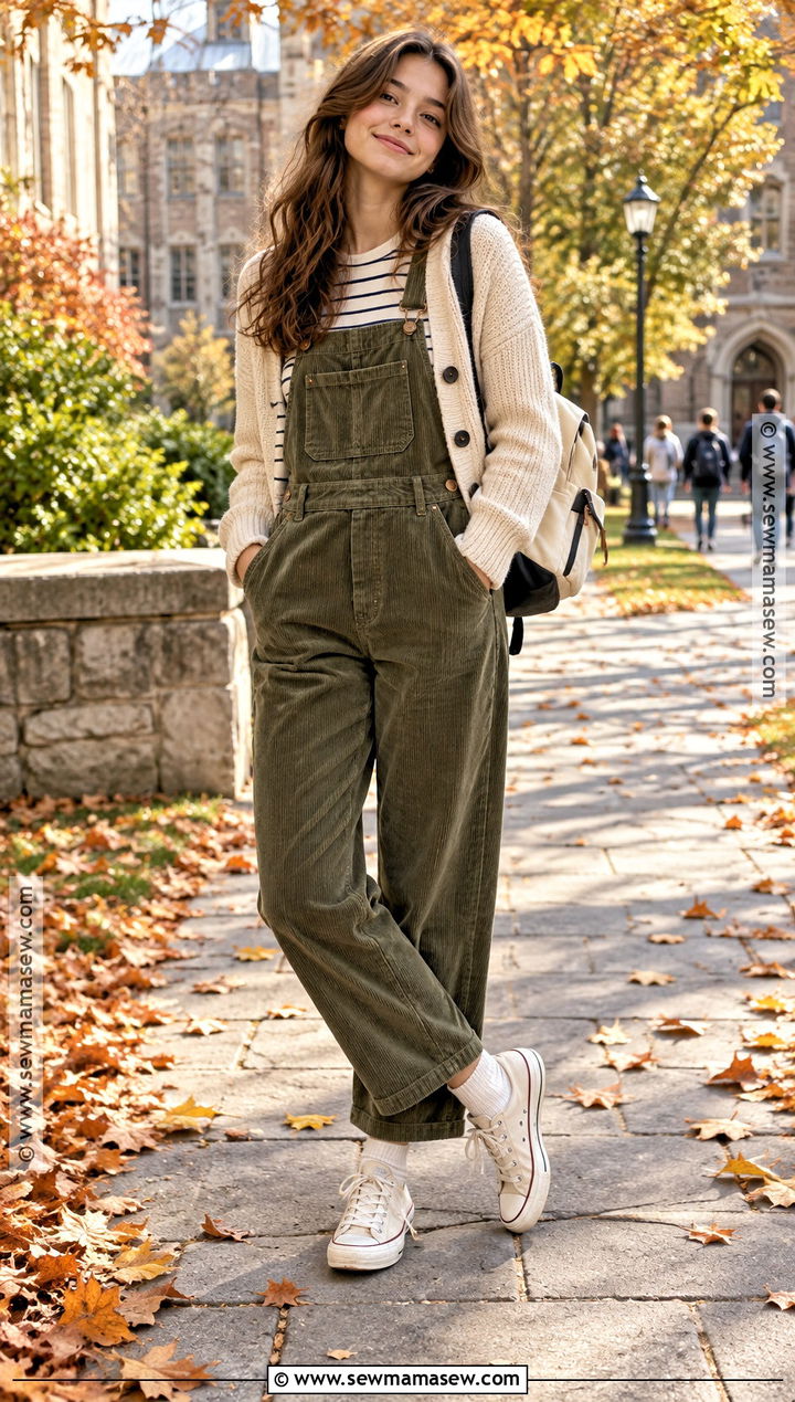 Overalls And Long Sleeve Tee Fall School Outfit - 15 fall outfits for school comfy