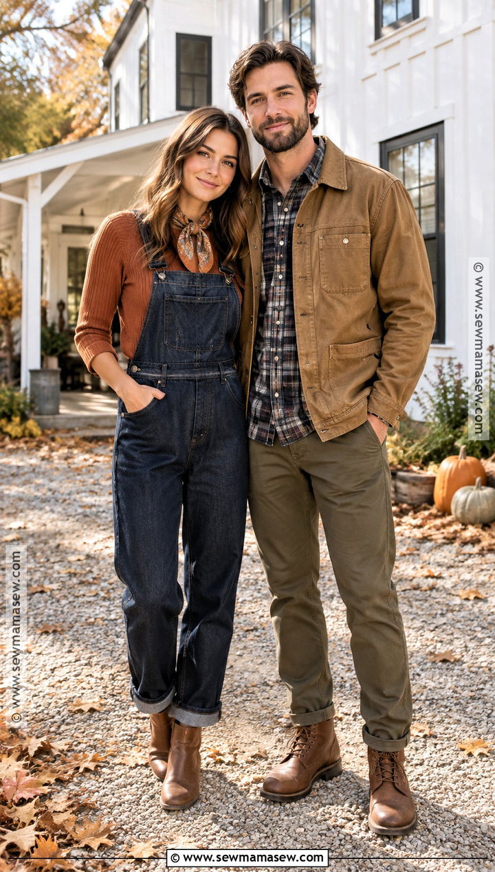 Overalls And Workwear Jacket Thanksgiving Outfit - 20 Thanksgiving Outfit Ideas for Couples