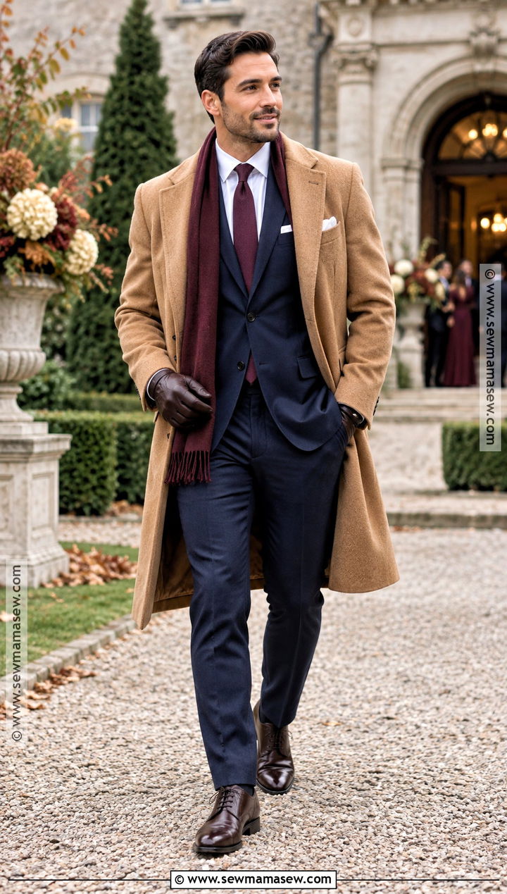 Overcoat And Suit Fall Wedding Guest Outfit - 20 mens wedding guest outfit fall ideas