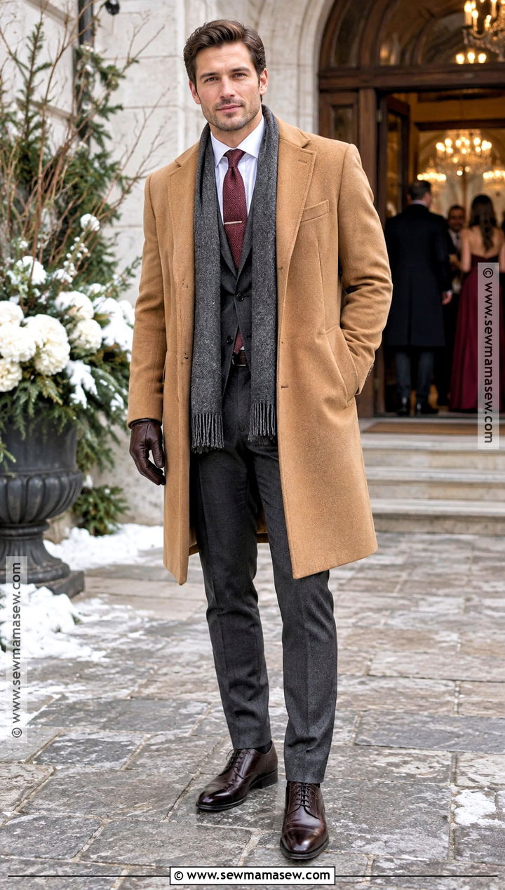 Overcoat And Wool Suit Fall Wedding Attire - 20 fall wedding mens attire ideas