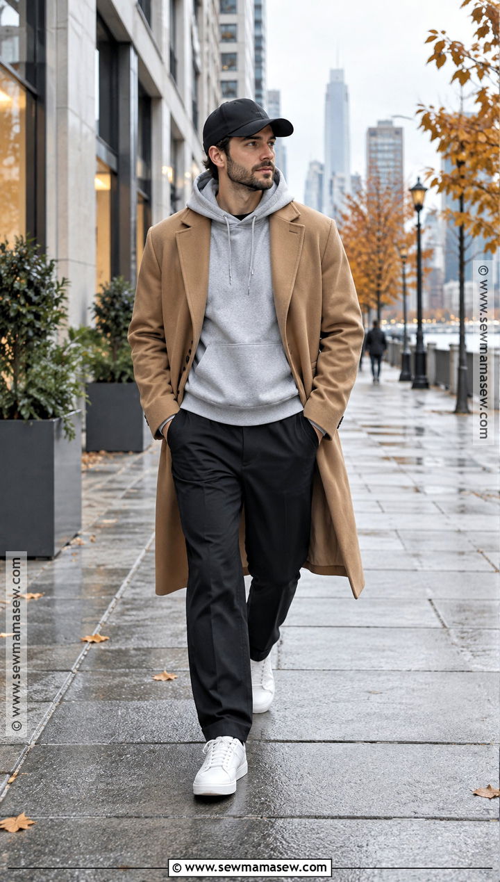 Overcoat With Hoodie And Sneakers - 25 fall fits for men