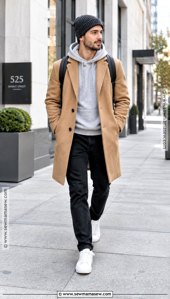 Overcoat and Hoodie Fall Outfit - 20 Fall Outfits for Guys