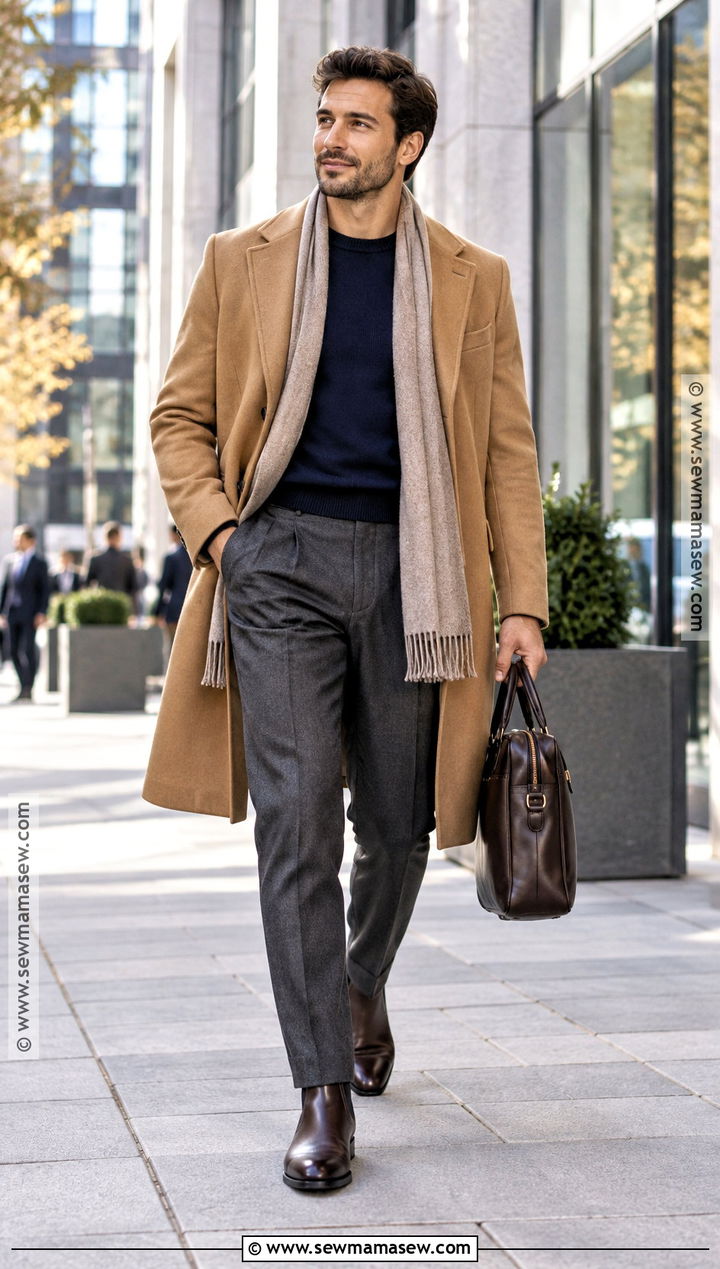 Overcoat and Wool Trousers Fall Outfit - 15 fall outfits for men