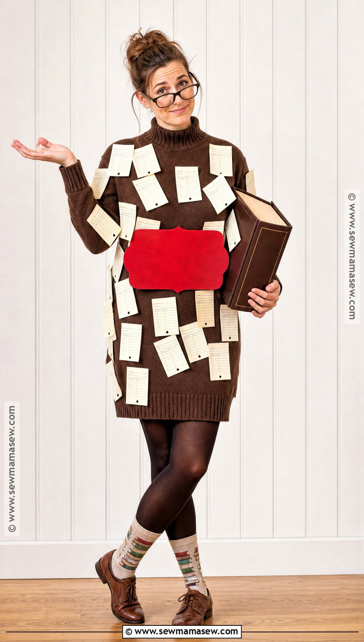 Overdue Book Librarian Costume With Due Slips - 30 librarian costume ideas