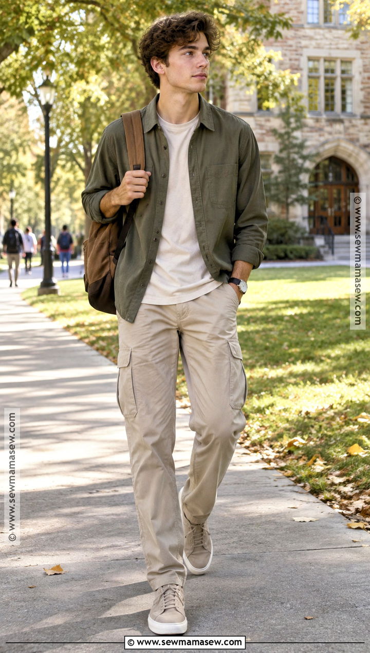 Overshirt And Cargo Pants Back To School Outfit - 25 back to school outfits for men