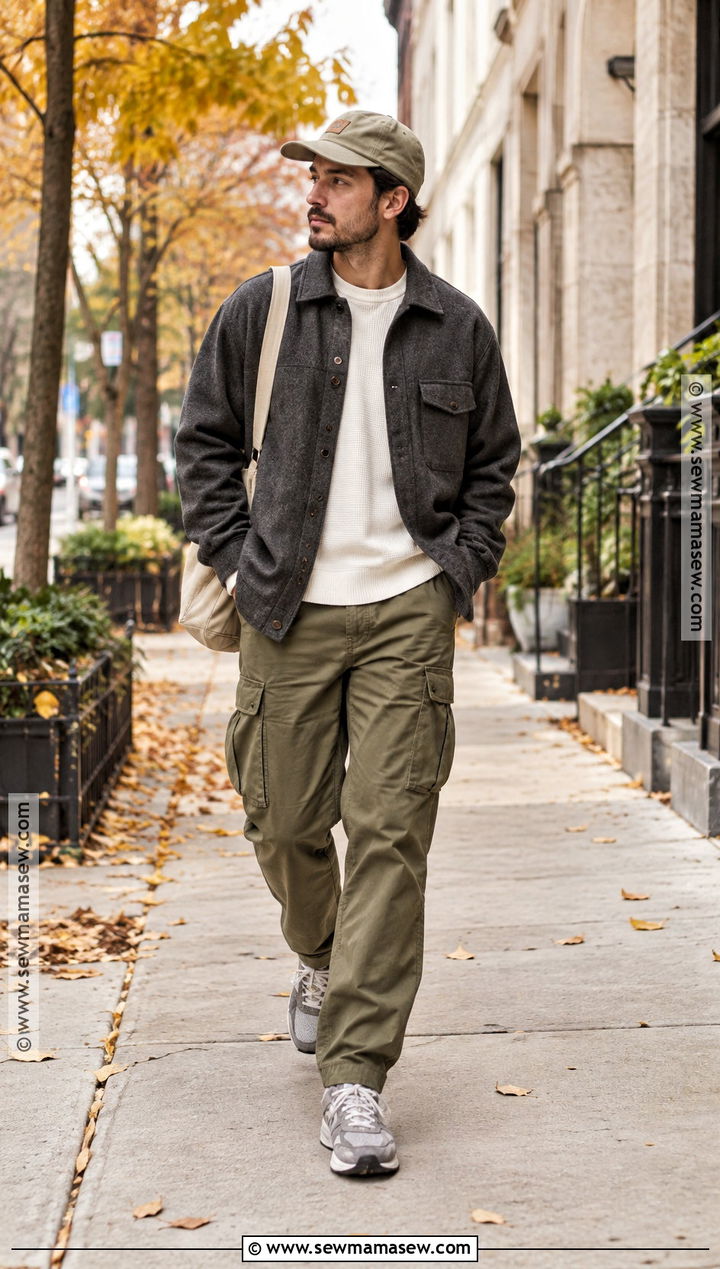 Overshirt And Cargo Pants Fall Street Outfit - 15 casual men fall outfits street styles