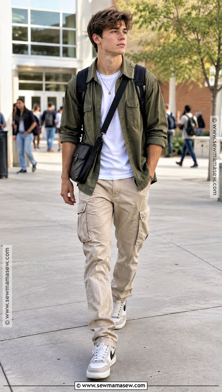 Overshirt And Cargo Pants Outfit - 15 guys back to school outfits