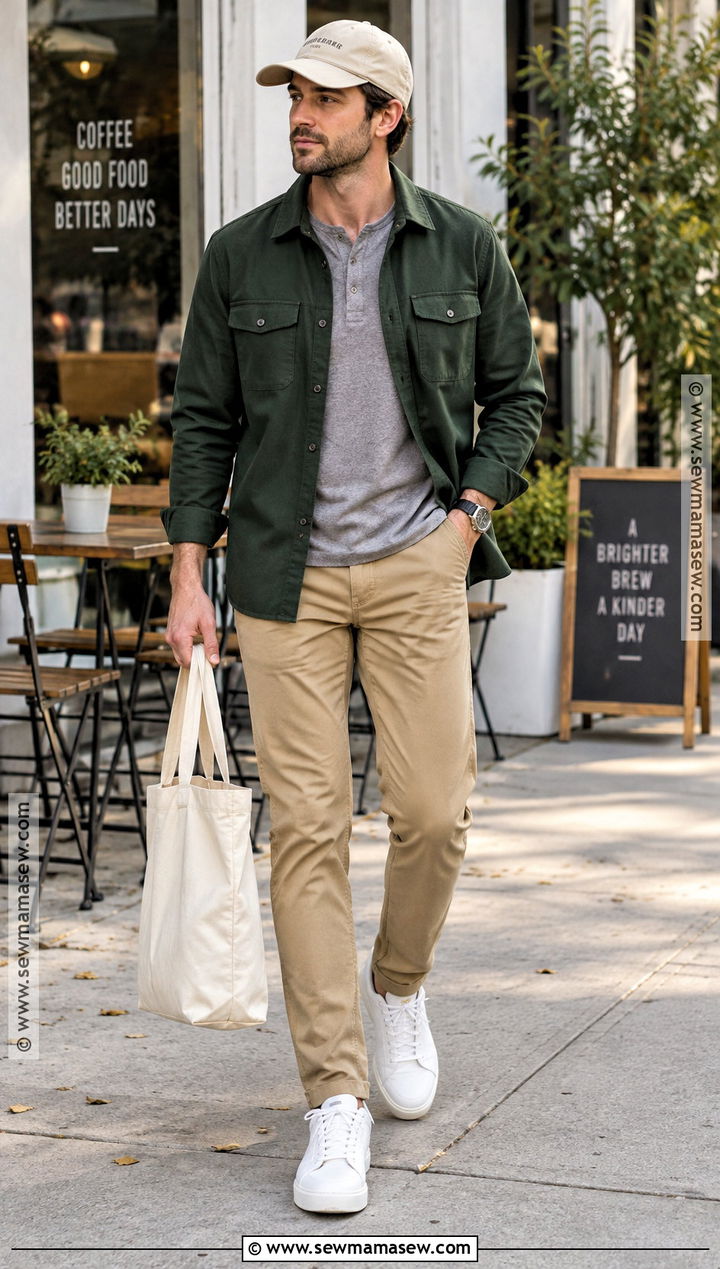 Overshirt And Chinos Fall Outfit - 20 mens fall outfit ideas